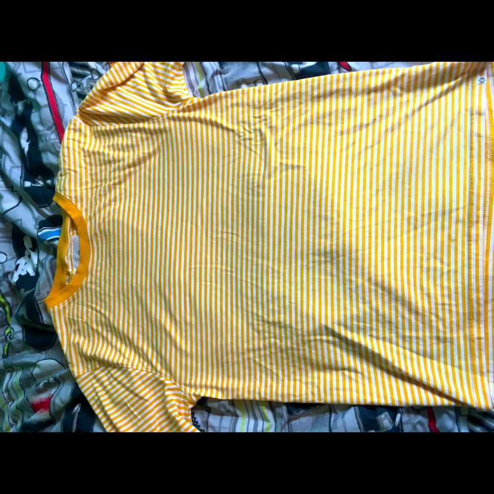 ZINE yellow and white striped t shirt